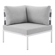 Modway Harmony Aluminum and Fabric Patio Corner Chair in Gray