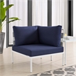 Modway Harmony Aluminum and Fabric Patio Corner Chair in Gray/Navy