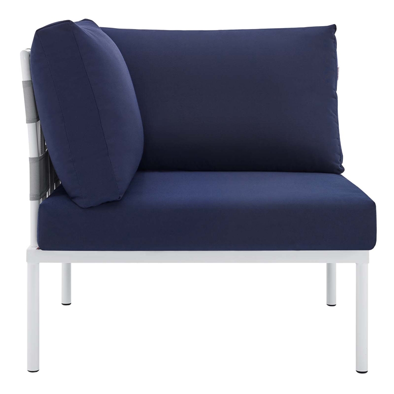 Modway Harmony Aluminum and Fabric Patio Corner Chair in Gray/Navy