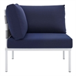 Modway Harmony Aluminum and Fabric Patio Corner Chair in Gray/Navy