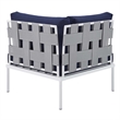 Modway Harmony Aluminum and Fabric Patio Corner Chair in Gray/Navy