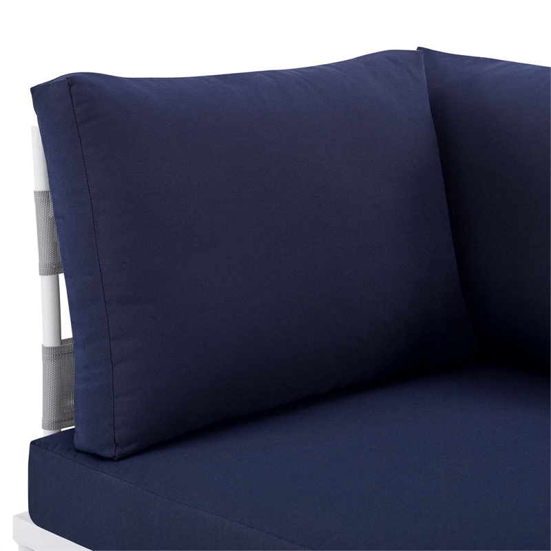 Modway Harmony Aluminum and Fabric Patio Corner Chair in Gray/Navy
