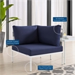 Modway Harmony Aluminum and Fabric Patio Corner Chair in Gray/Navy