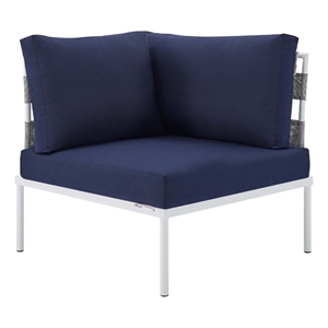Modway Harmony Aluminum and Fabric Patio Corner Chair in Gray/Navy