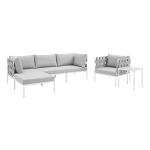 Modway Harmony 6-Piece Modern Fabric Patio Seating Set in Gray