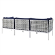 Modway Harmony Modern Fabric & Aluminum Basket Weave Patio Sofa in Taupe/Navy
