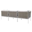Modway Harmony Modern Fabric & Aluminum Basket Weave Patio Sofa in Tan/Gray
