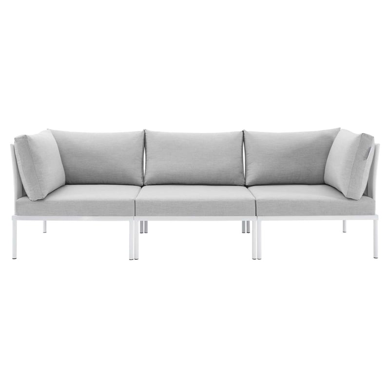 Modway Harmony Modern Fabric & Aluminum Patio Sofa in White and Gray