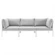 Modway Harmony Modern Fabric & Aluminum Patio Sofa in White and Gray