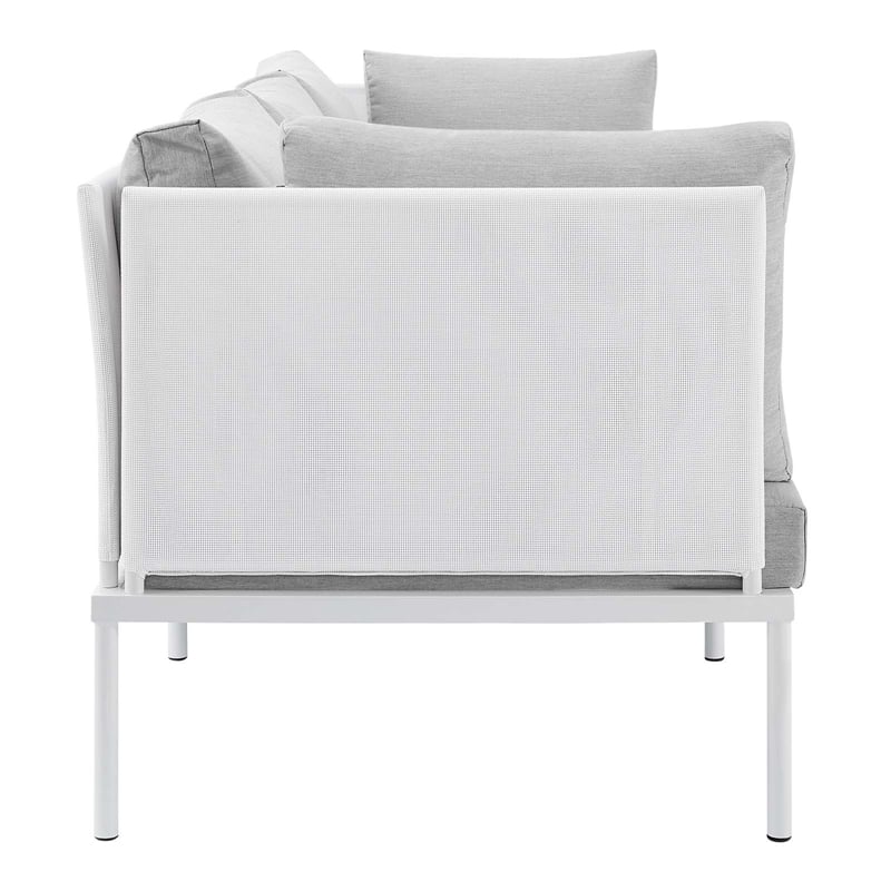 Modway Harmony Modern Fabric & Aluminum Patio Sofa in White and Gray