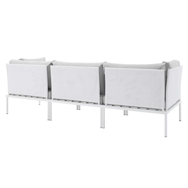 Modway Harmony Modern Fabric & Aluminum Patio Sofa in White and Gray