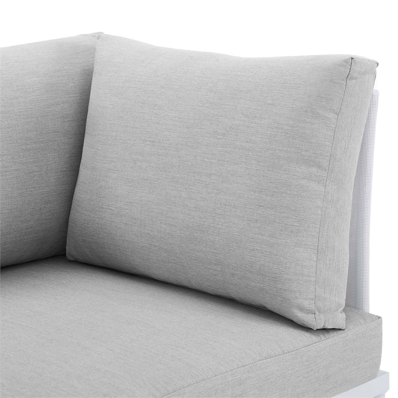 Modway Harmony Modern Fabric & Aluminum Patio Sofa in White and Gray