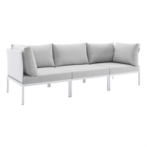 modway harmony contemporary fabric patio sofa in white and gray