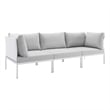Modway Harmony Modern Fabric & Aluminum Patio Sofa in White and Gray