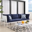 Modway Harmony Modern Fabric & Aluminum Patio Sofa in White and Navy