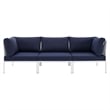 Modway Harmony Modern Fabric & Aluminum Patio Sofa in White and Navy