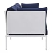 Modway Harmony Modern Fabric & Aluminum Patio Sofa in White and Navy