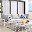Modway Harmony Modern Fabric & Aluminum Patio Sofa in Gray Finish