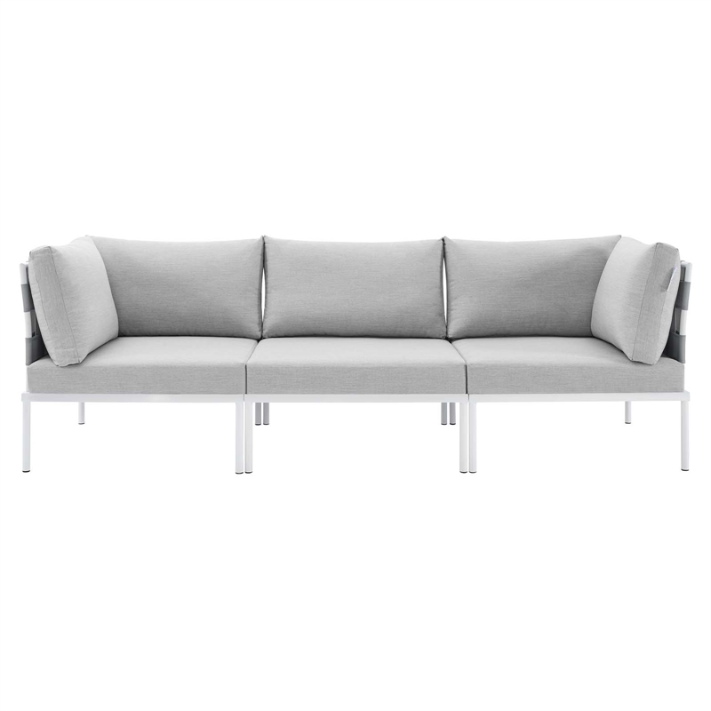 Modway Harmony Modern Fabric & Aluminum Patio Sofa in Gray Finish