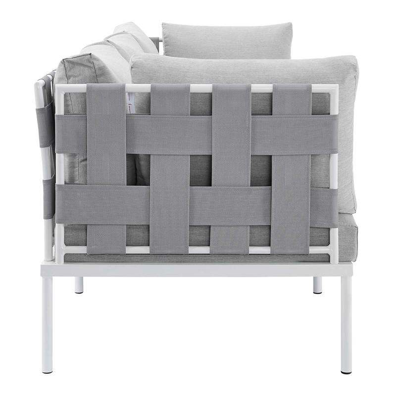 Modway Harmony Modern Fabric & Aluminum Patio Sofa in Gray Finish