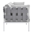 Modway Harmony Modern Fabric & Aluminum Patio Sofa in Gray Finish