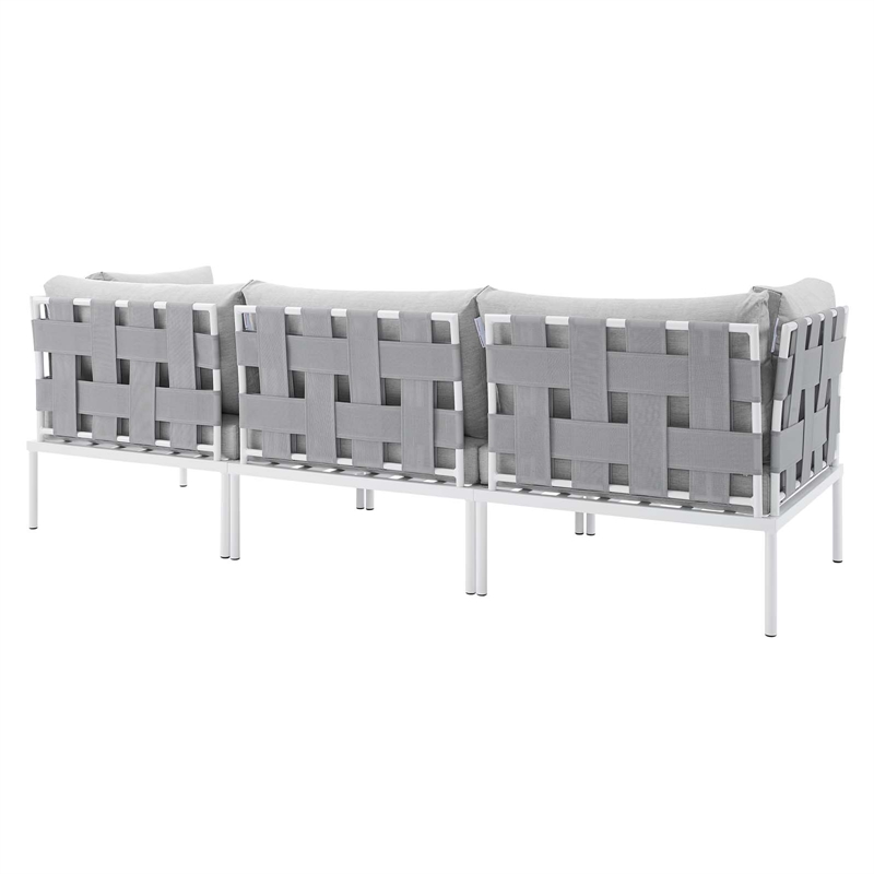 Modway Harmony Modern Fabric & Aluminum Patio Sofa in Gray Finish