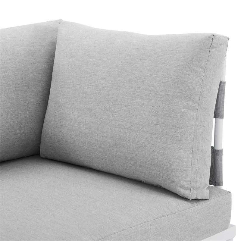 Modway Harmony Modern Fabric & Aluminum Patio Sofa in Gray Finish