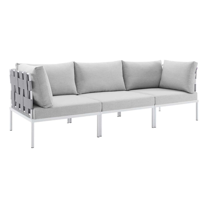 Modway Harmony Modern Fabric & Aluminum Patio Sofa in Gray Finish