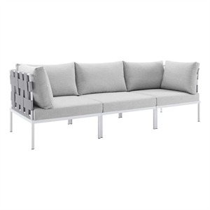 Modway Harmony Modern Fabric & Aluminum Patio Sofa in Gray Finish