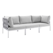Modway Harmony Modern Fabric & Aluminum Patio Sofa in Gray Finish