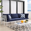 Modway Harmony Modern Fabric & Aluminum Patio Sofa in Navy and Gray