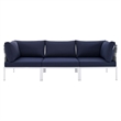 Modway Harmony Modern Fabric & Aluminum Patio Sofa in Navy and Gray
