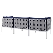 Modway Harmony Modern Fabric & Aluminum Patio Sofa in Navy and Gray