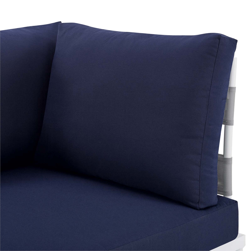 Modway Harmony Modern Fabric & Aluminum Patio Sofa in Navy and Gray
