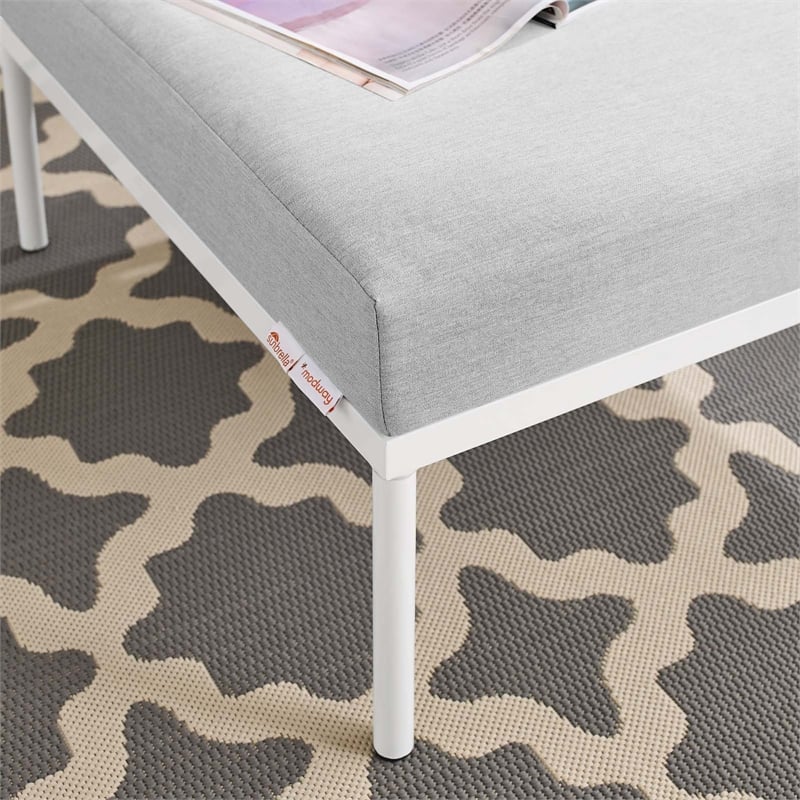 Modway Harmony Modern Fabric Outdoor Patio Ottoman in Gray Finish