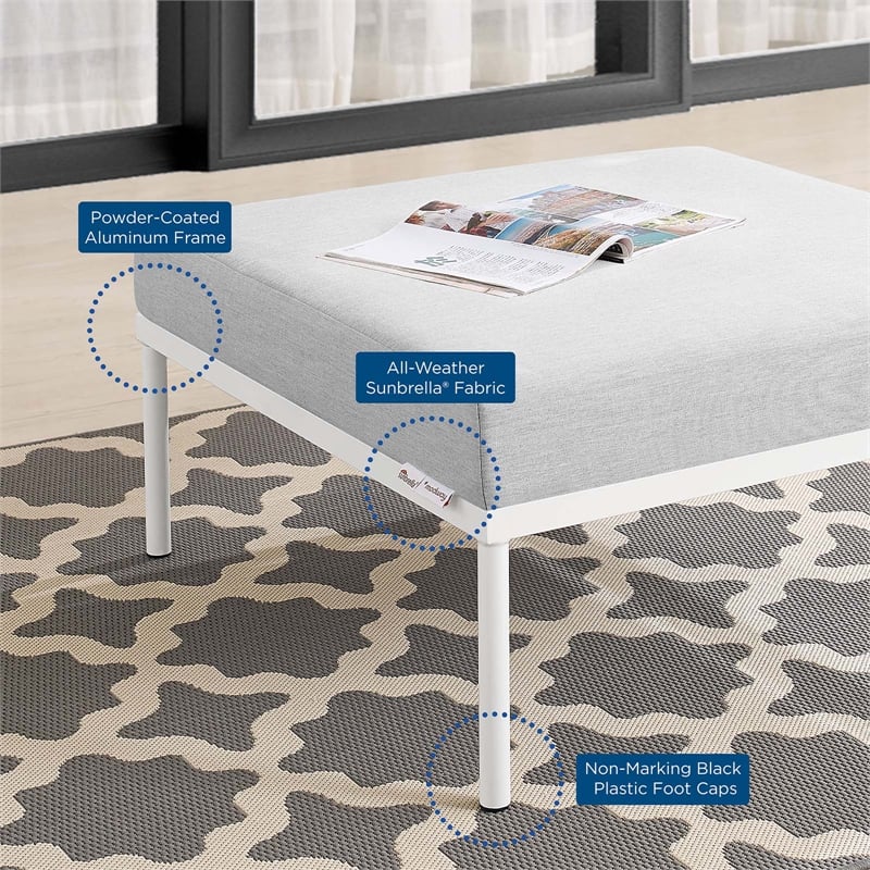 Modway Harmony Modern Fabric Outdoor Patio Ottoman in Gray Finish