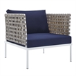Modway Harmony 3-Piece Fabric Basket Weave Patio Seating Set in Tan/Navy