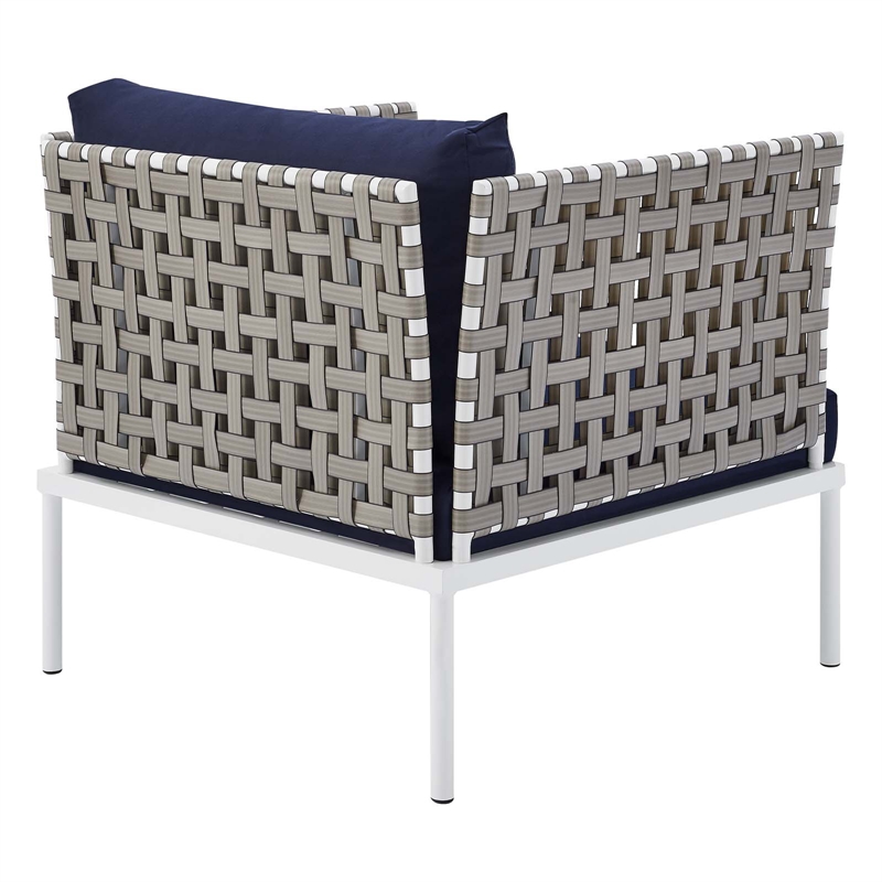 Modway Harmony 3-Piece Fabric Basket Weave Patio Seating Set in Tan/Navy