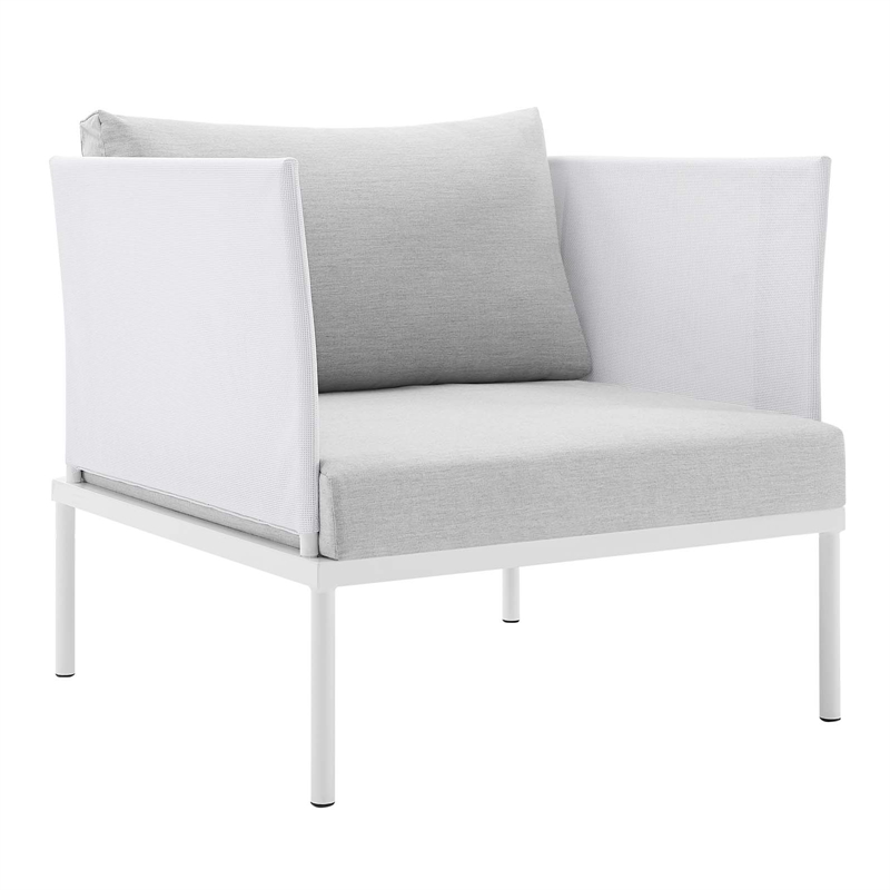 Modway Harmony 3-Piece Aluminum/Fabric Patio Seating Set in White/Gray