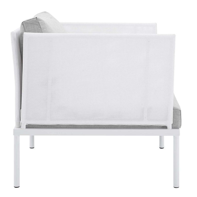 Modway Harmony 3-Piece Aluminum/Fabric Patio Seating Set in White/Gray