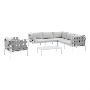 modway harmony 7-piece fabric patio sectional sofa set in gray