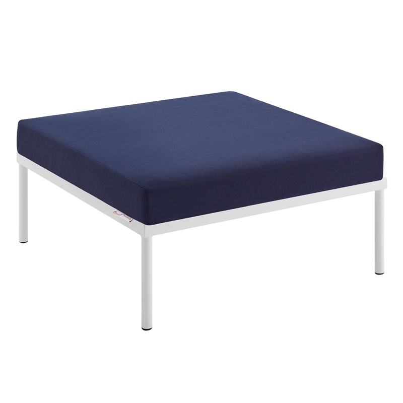 Modway Harmony Modern Fabric Outdoor Patio Ottoman in Navy Finish