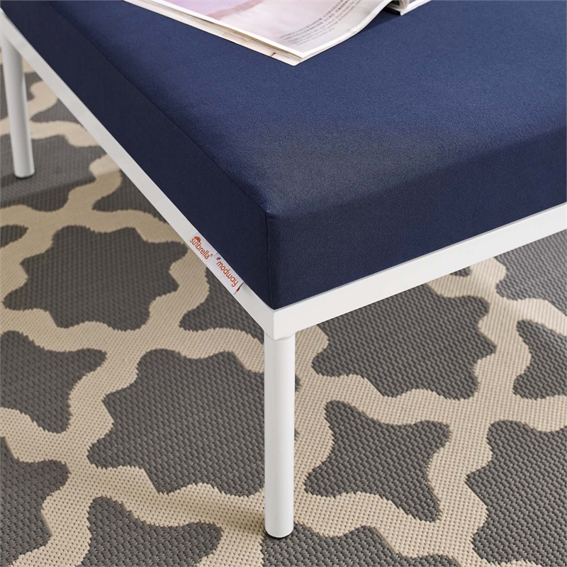 Modway Harmony Modern Fabric Outdoor Patio Ottoman in Navy Finish