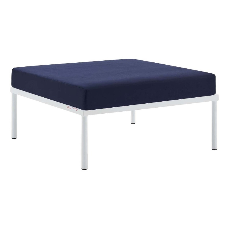 Modway Harmony Modern Fabric Outdoor Patio Ottoman in Navy Finish