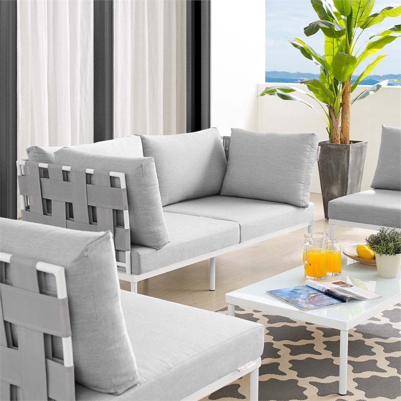 Modway Harmony 4-Piece Aluminum & Fabric Patio Seating Set in Gray