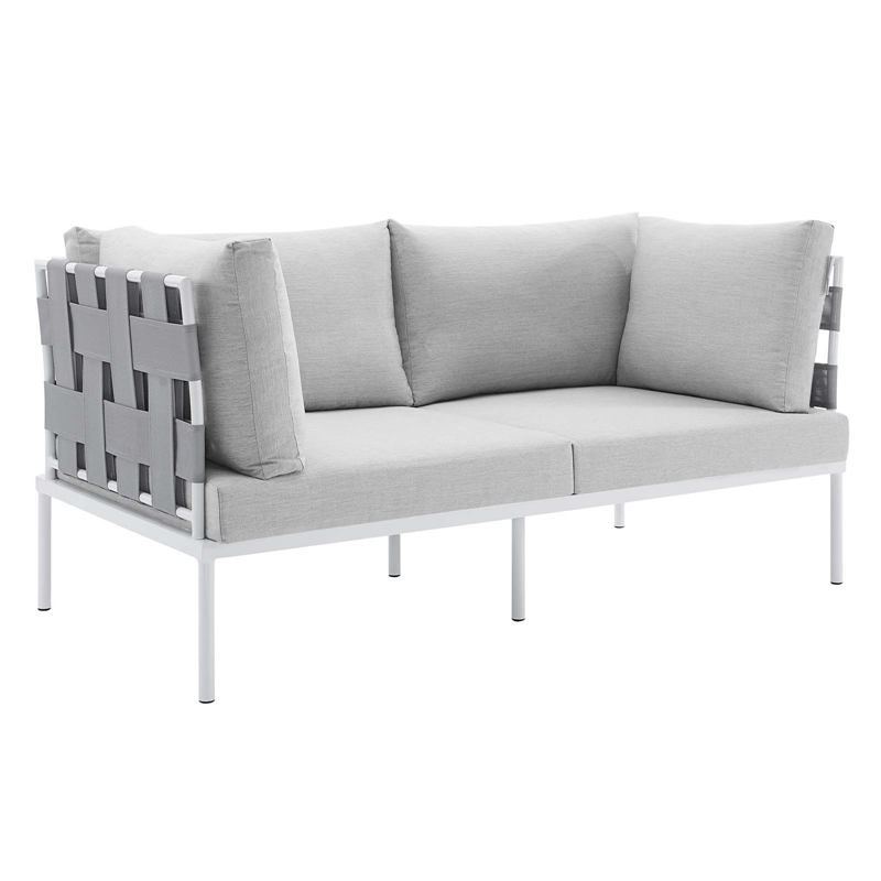 Modway Harmony 4-Piece Aluminum & Fabric Patio Seating Set in Gray