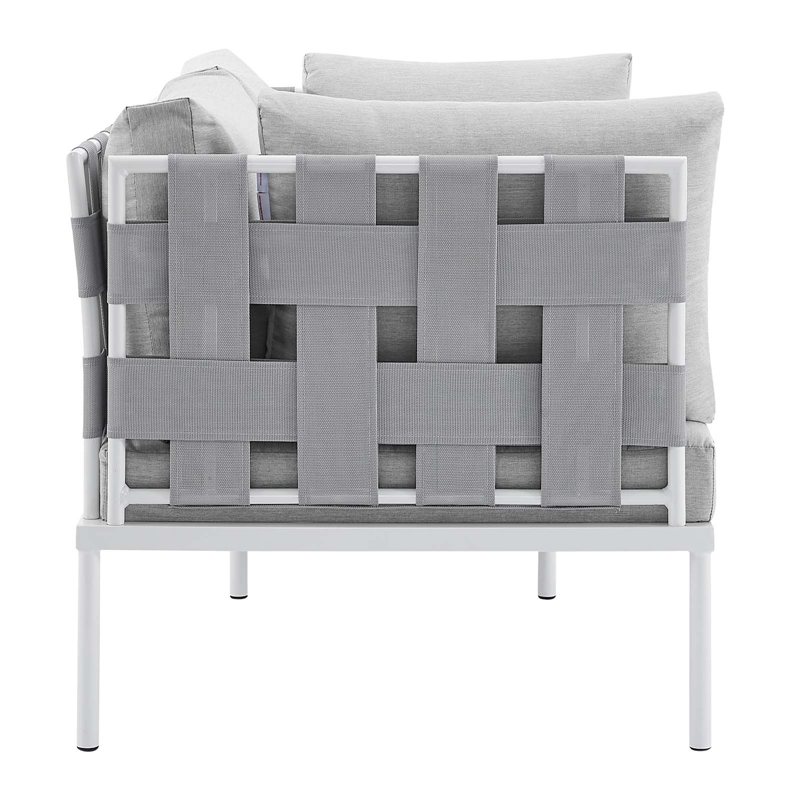 Modway Harmony 4-Piece Aluminum & Fabric Patio Seating Set in Gray