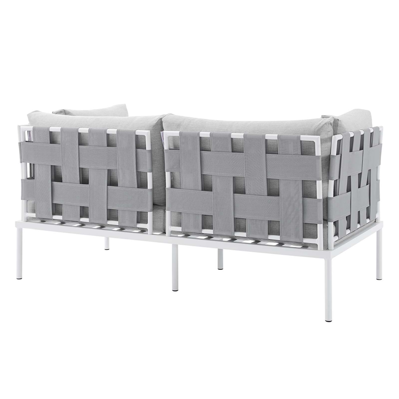 Modway Harmony 4-Piece Aluminum & Fabric Patio Seating Set in Gray