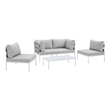 Modway Harmony 4-Piece Aluminum & Fabric Patio Seating Set in Gray