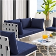 Modway Harmony 4-Piece Aluminum & Fabric Patio Seating Set in Navy/Gray